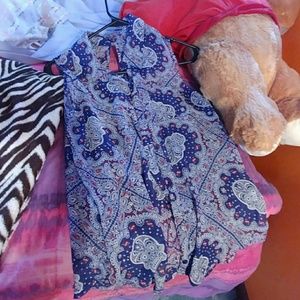 Blue/Red/White Button-Down Tank Top.